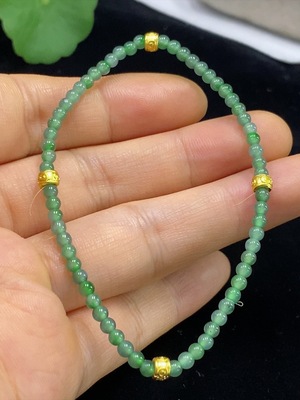 F34025185 Jadeite Beads Bracelet Approx.2.8mm Total Weight About 3.54g Non-Gold