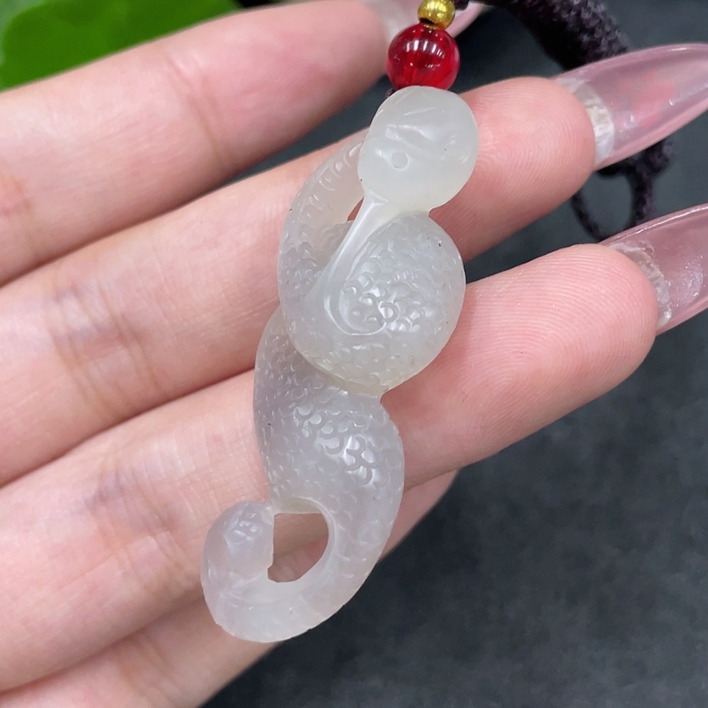 H33897177 Hetian Jade Pendant Snake Total Weight (with rope) 10g