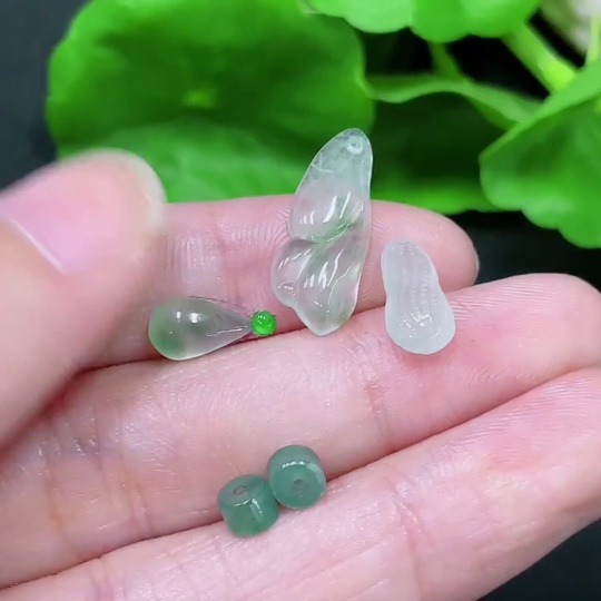 F34958004 Jadeite inlay piece,戒面, fish, water drop, peanut, bead