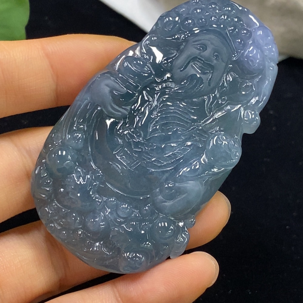 F35095746 Jadeite God of Wealth Pendant, Total Weight Approx. 42.39g