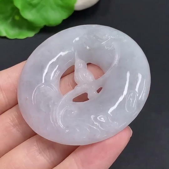 F32724187 JadeiteMagpie on Plum Branch Pendant