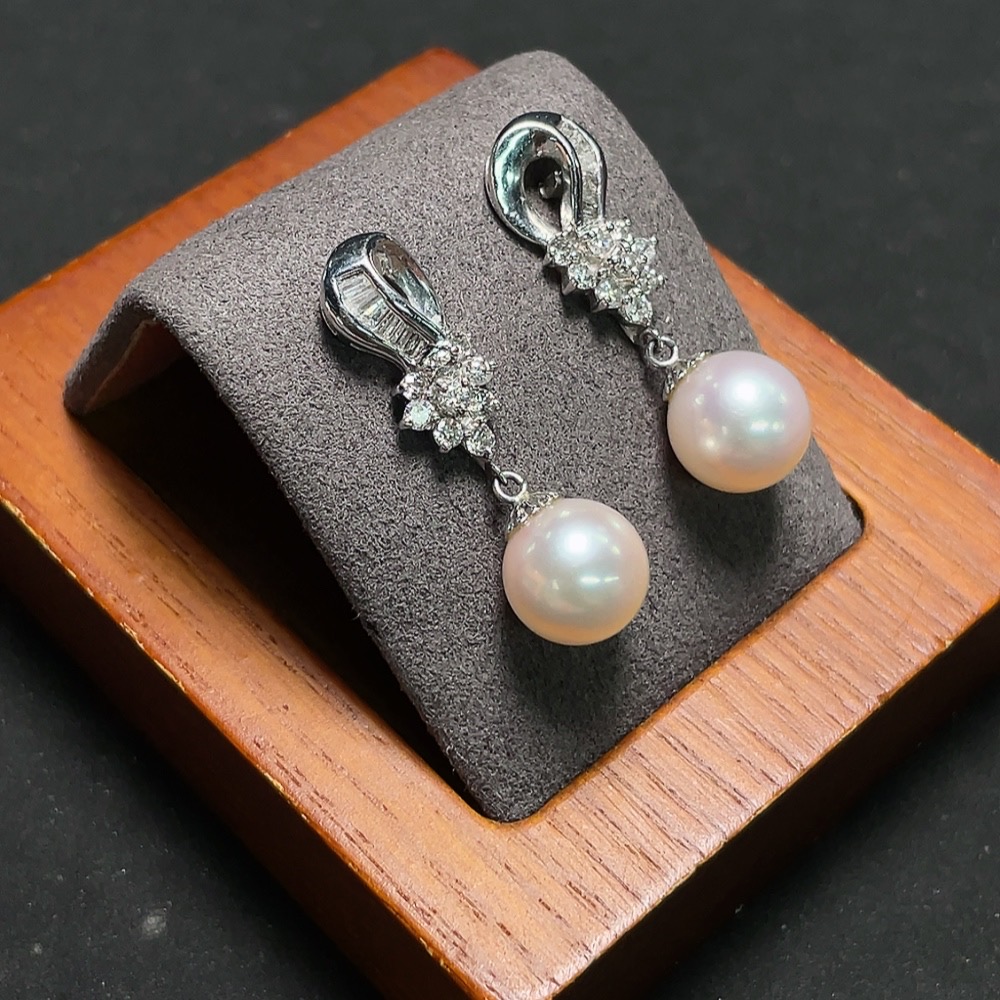 C28217481 Seawater Pearl Earrings PT900 Total Weight Approx.7.2g Size Approx.9.1mm