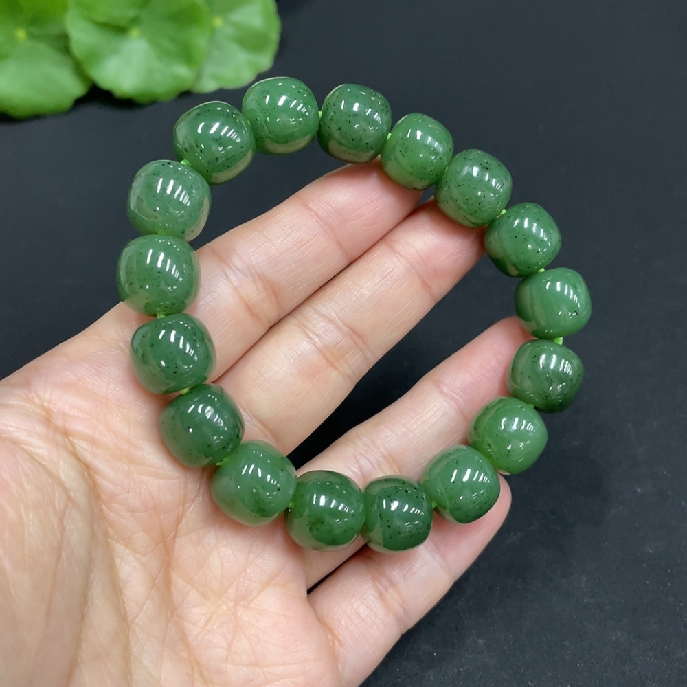 H35103434 Hetian Jade Jasper Bracelet, approx. 11.7mm, total weight about 48.3g
