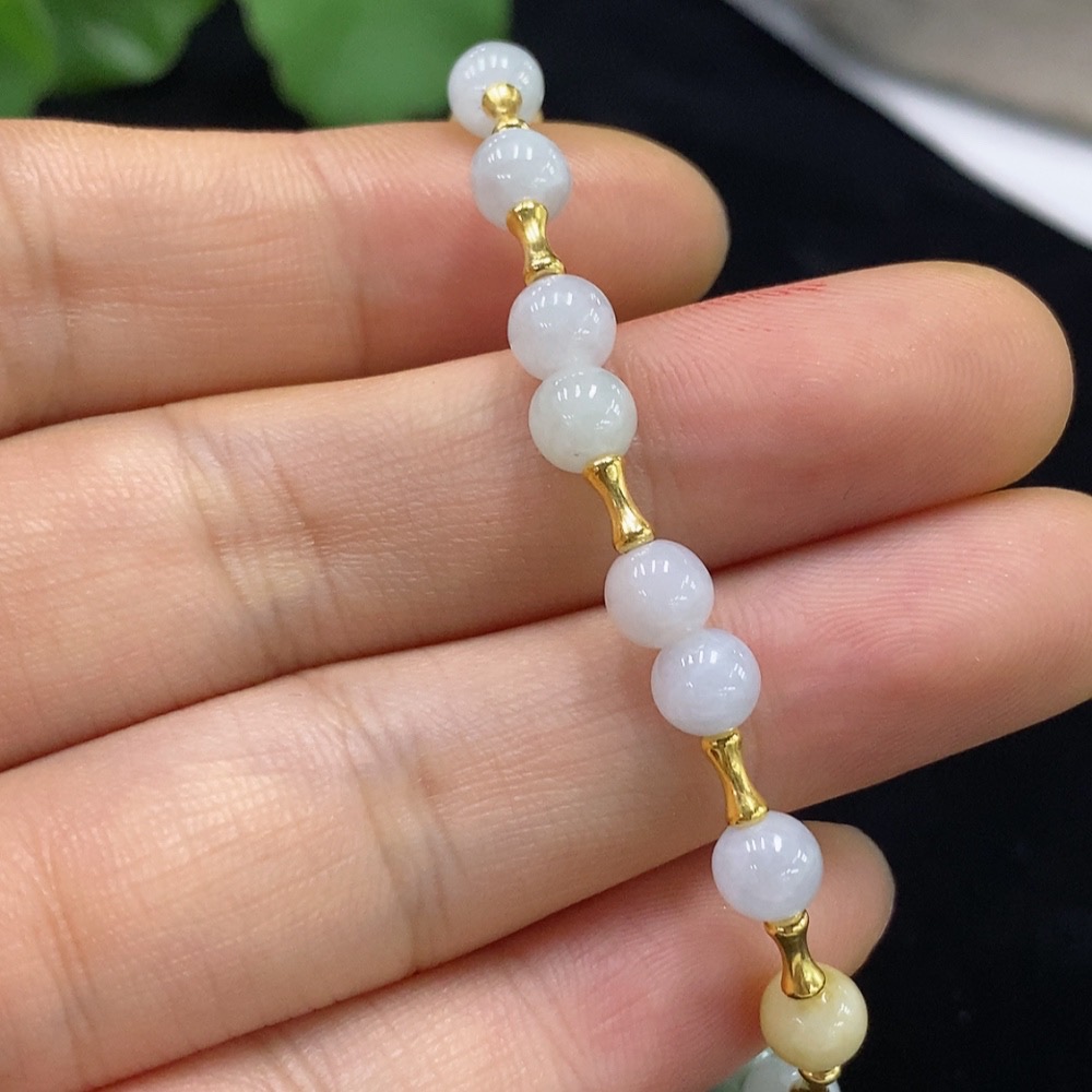 F31586664 Jadeite Bracelet, Approx. 5.3mm, 18K, Total Weight Approx. 5g, Color Origin Undetermined