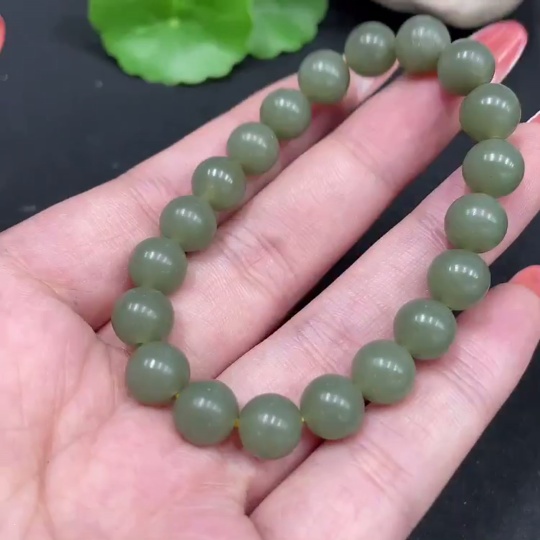 H35084535 Hetian Jade Bracelet Approx. 8.2mm Total Weight Approx. 18g