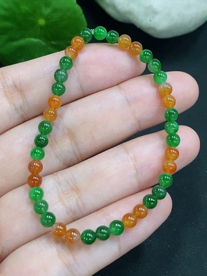 F33904778 Jadeite Bead Necklace with approx. 3.8mm beads, total weight approx. 4.4g (red color origin undetermined)