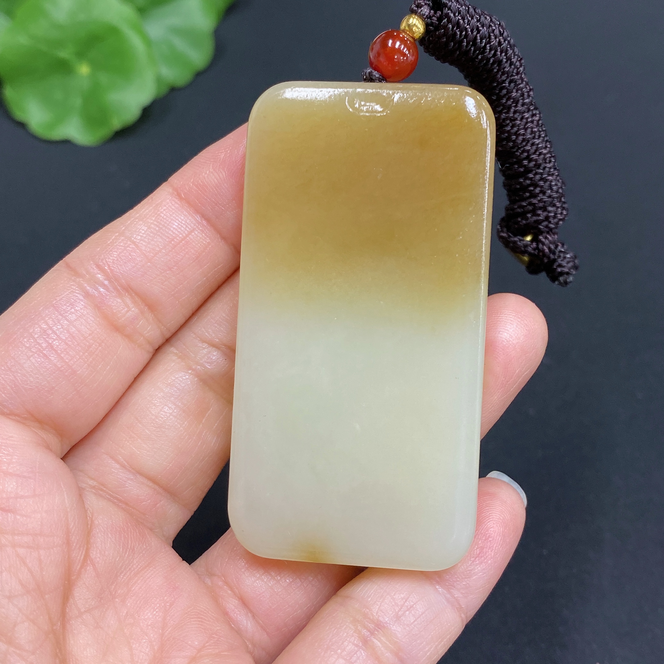 H32771144 Hetian Jade Pendant, Antique-style Plaque, Total Weight (including rope): 43.6g