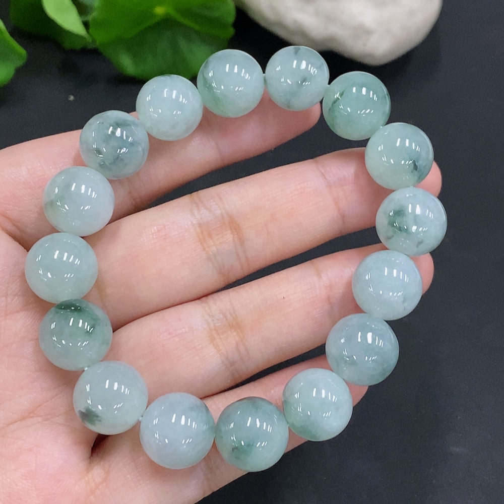 F34023235 Jadeite Bead Necklace Approx. 12mm Total Weight About 52.6g (Including Other Mineral Components)