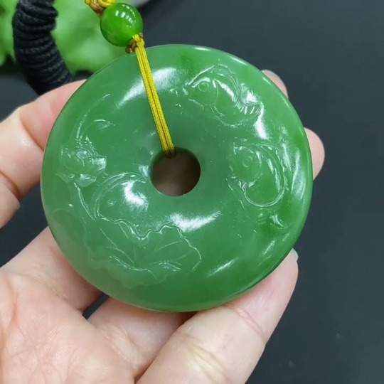 H27125859 Hetian Jade Pendant - Lotus and Fish Peace Buckle