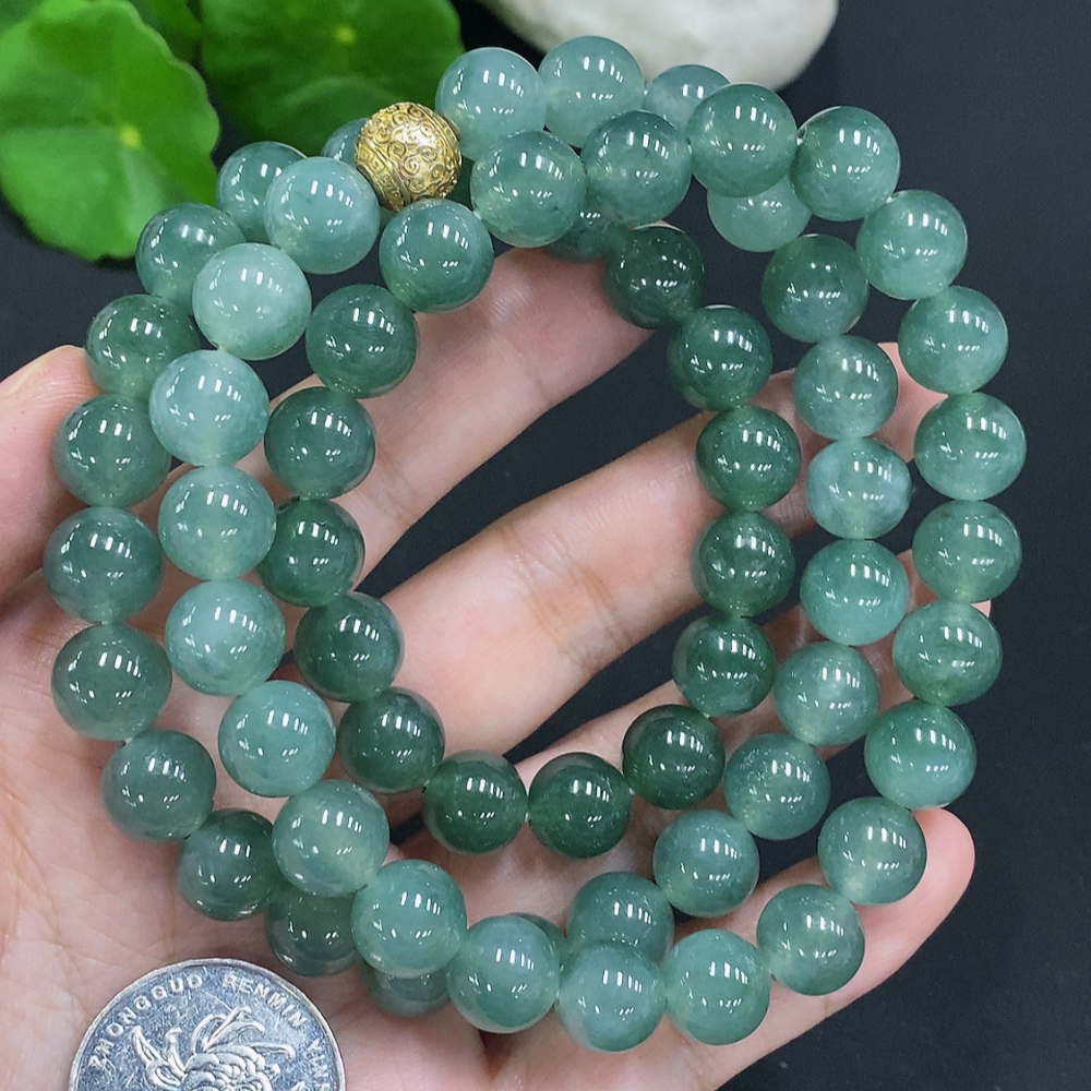 F31685384 Jadeite Bead Necklace Approx. 10.3mm Non-Gold Total Weight Approx. 124.3g