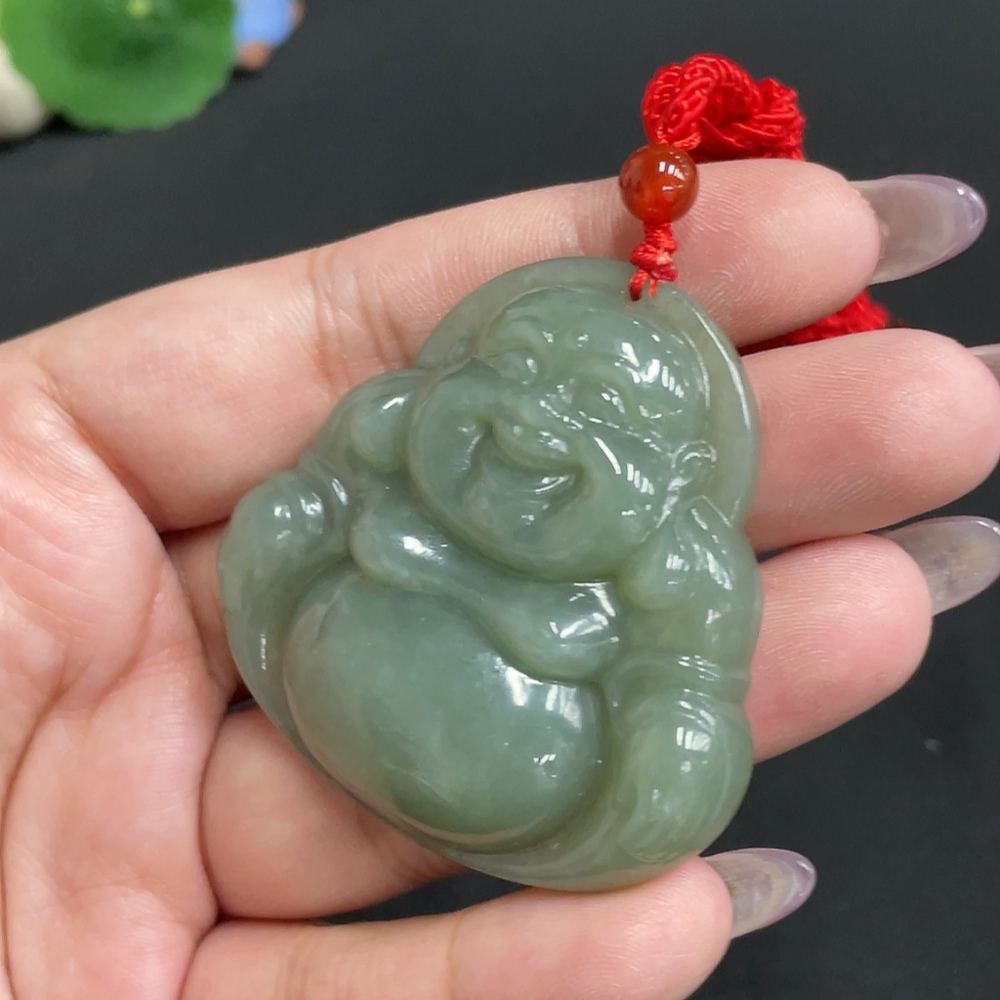 H34956543 Hetian Jade Pendant - Buddha Figure, Total Weight (including rope) Approx. 41.8g