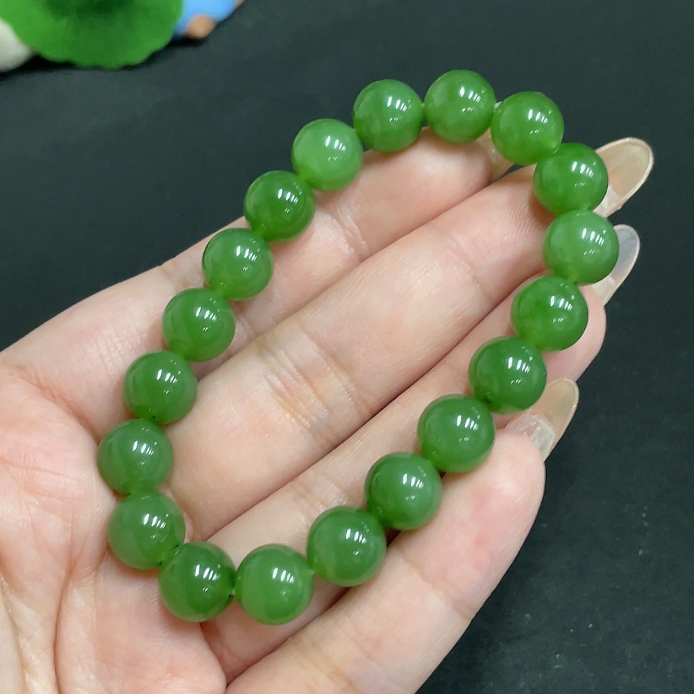 H32804606 Hetian Jade Bracelet Approx. 9.5mm Total Weight Approx. 26.7g