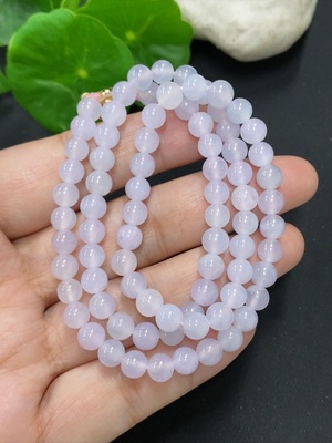 F42955271 翡翠珠链 卡6mm左右 非金镶  货品总重约28.79g