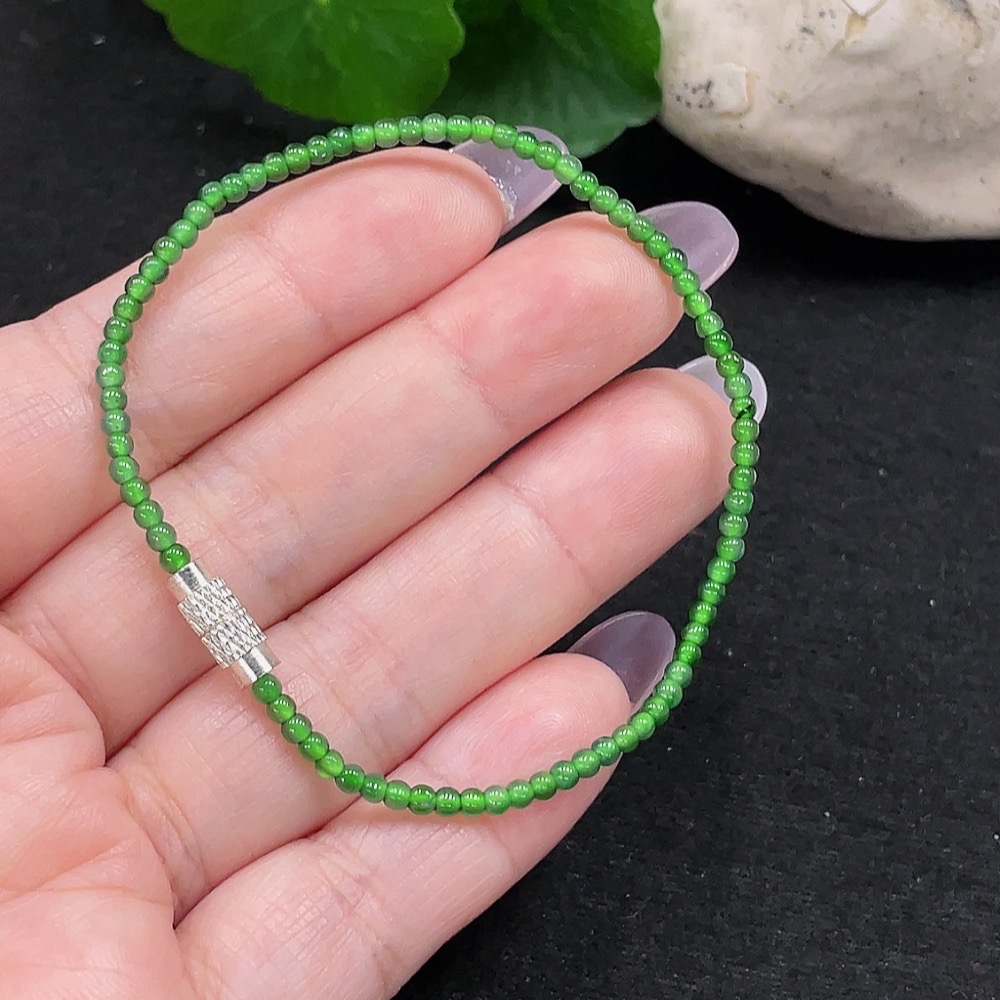 F34965543 Jadeite Bracelet Bead Size 2.2mm Approx. Total Weight 2.3g Non-gold Inlaid