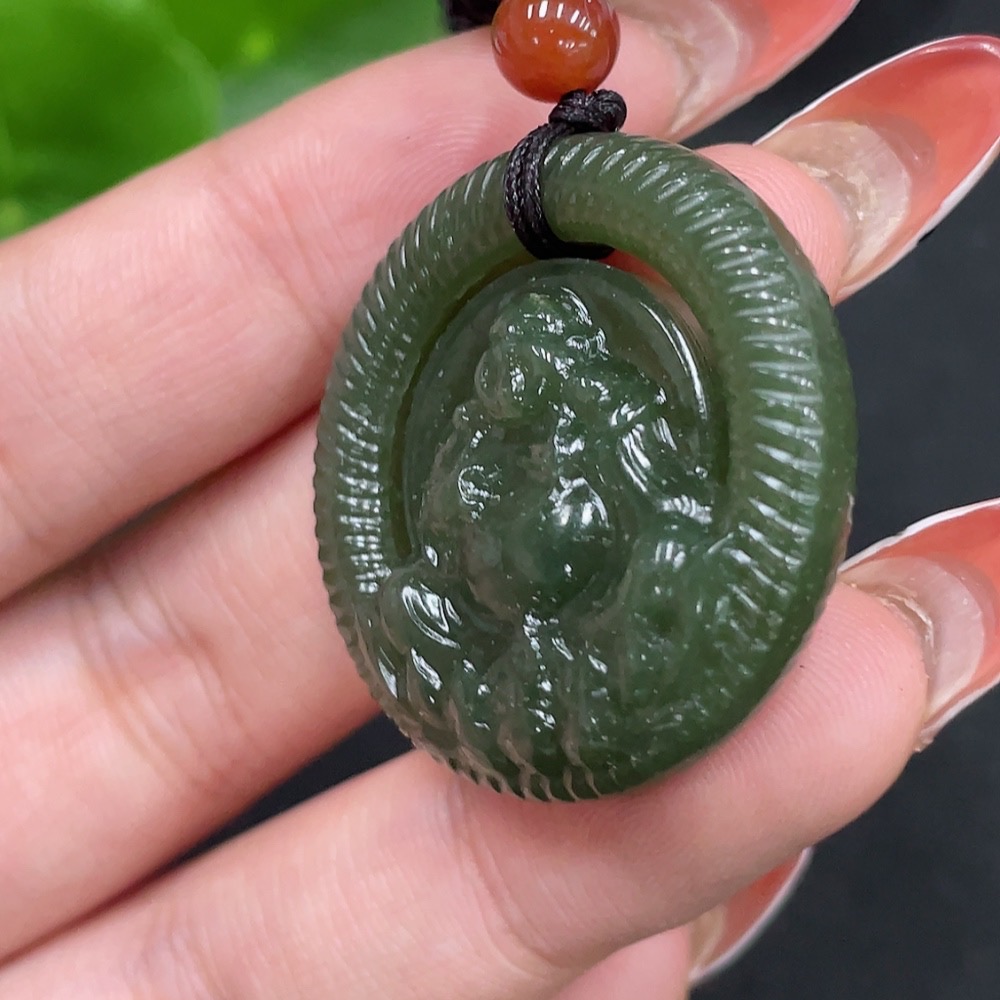 H34062774 Hetian Jade Pendant Buddha with Non-Hetian Jade Beads Total Weight (including cord) Approx. 14.3g