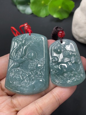 F26962931 Jadeite Pendant Flower Blooming Wealth Goat Plaque Beads Non-A