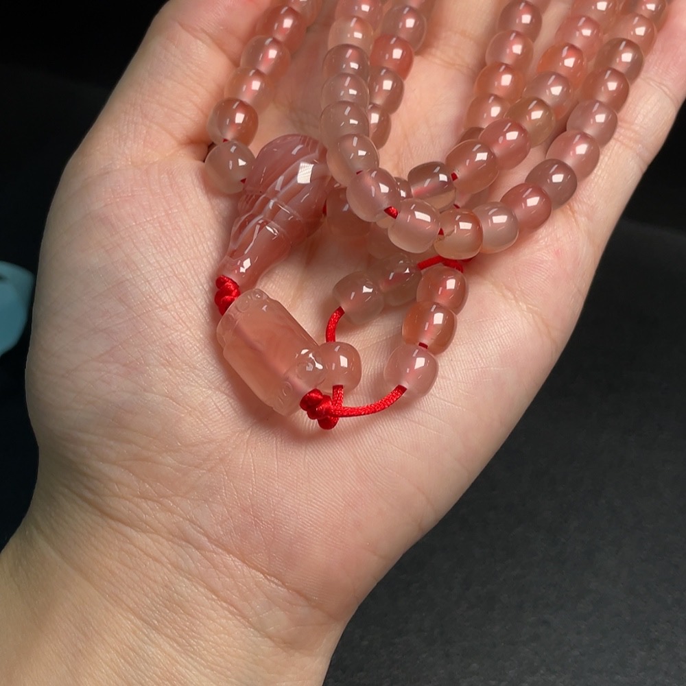 C34008030 South Red Agate Bead Strand with Visible Organic Matter, Total Weight Approx. 88.85g, Size About 7.9mm