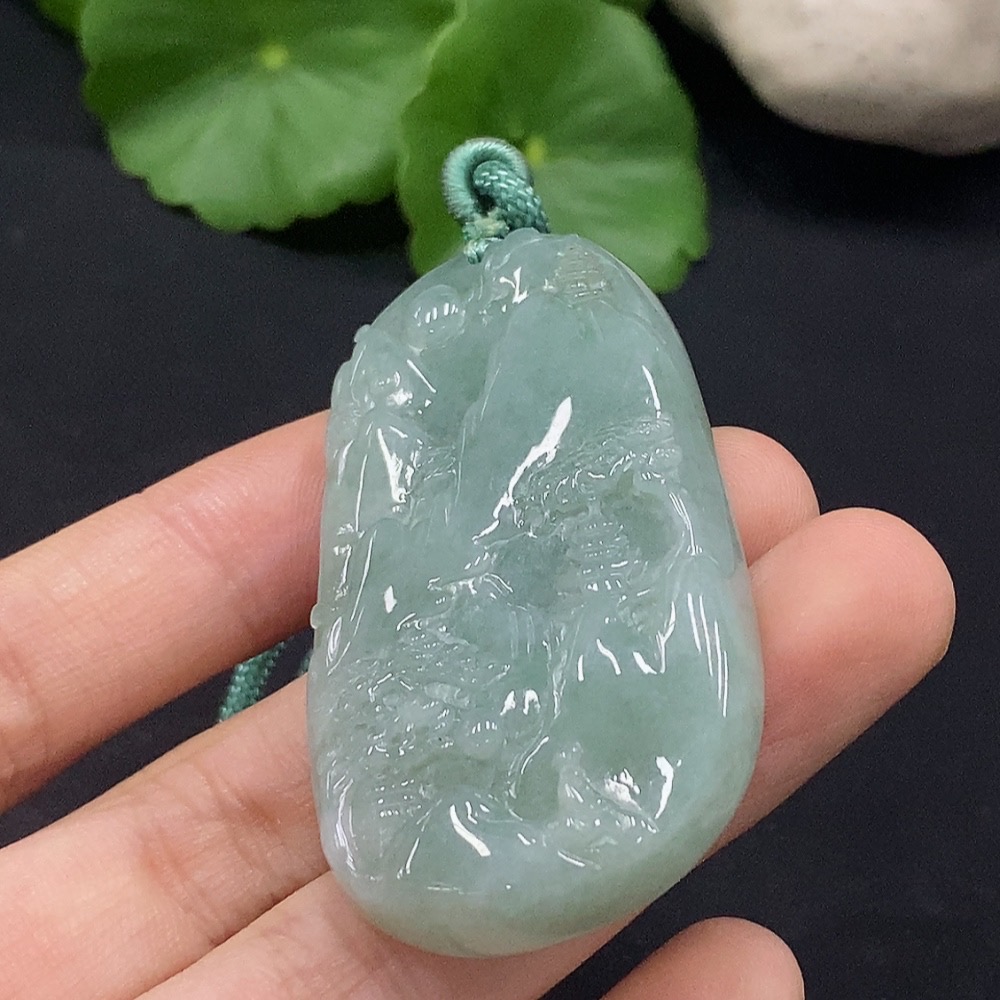 F29426973 Jadeite Landscape Pendant, Total Weight Approx. 32.3g