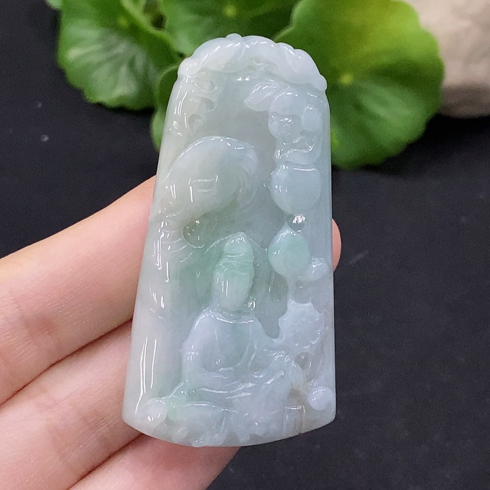 F35089883 Jadeite Samantabhadra Bodhisattva Pendant, Total Weight Approximately 21.14g