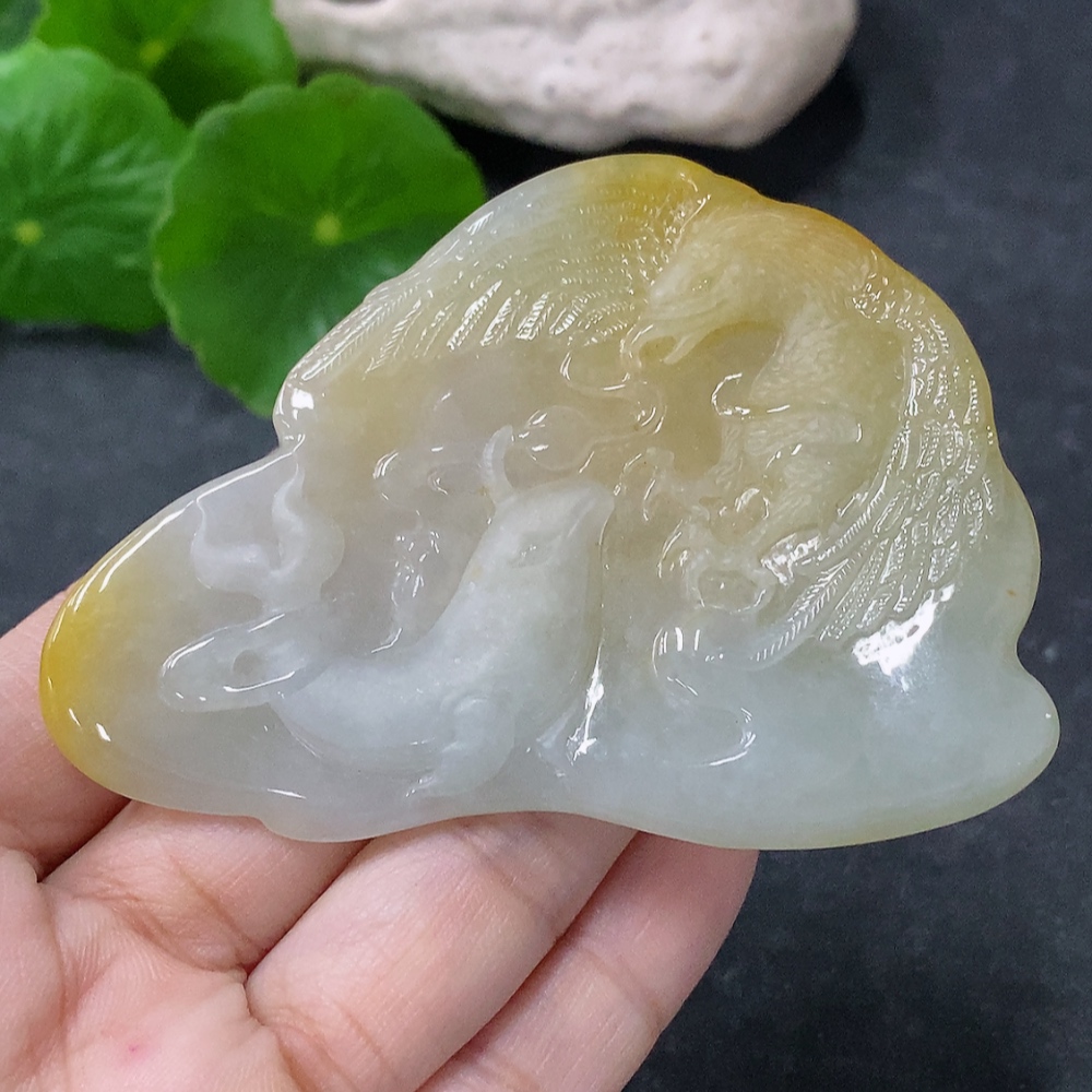 F34042934 Jadeite Pendant Eagle Spreading Wings Total Weight Approx. 39.52g