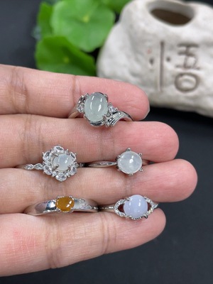 F41921955 翡翠镶嵌戒指 一手走 非金