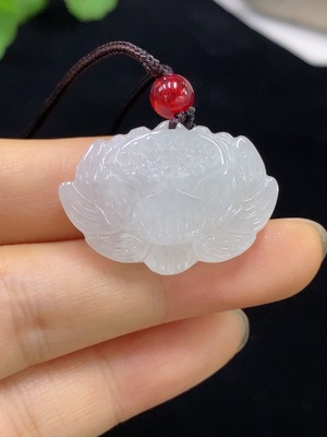 F32707078 Jadeite Lotus Pendant Total Weight Approx. 8.05g (Including Rope Weight)