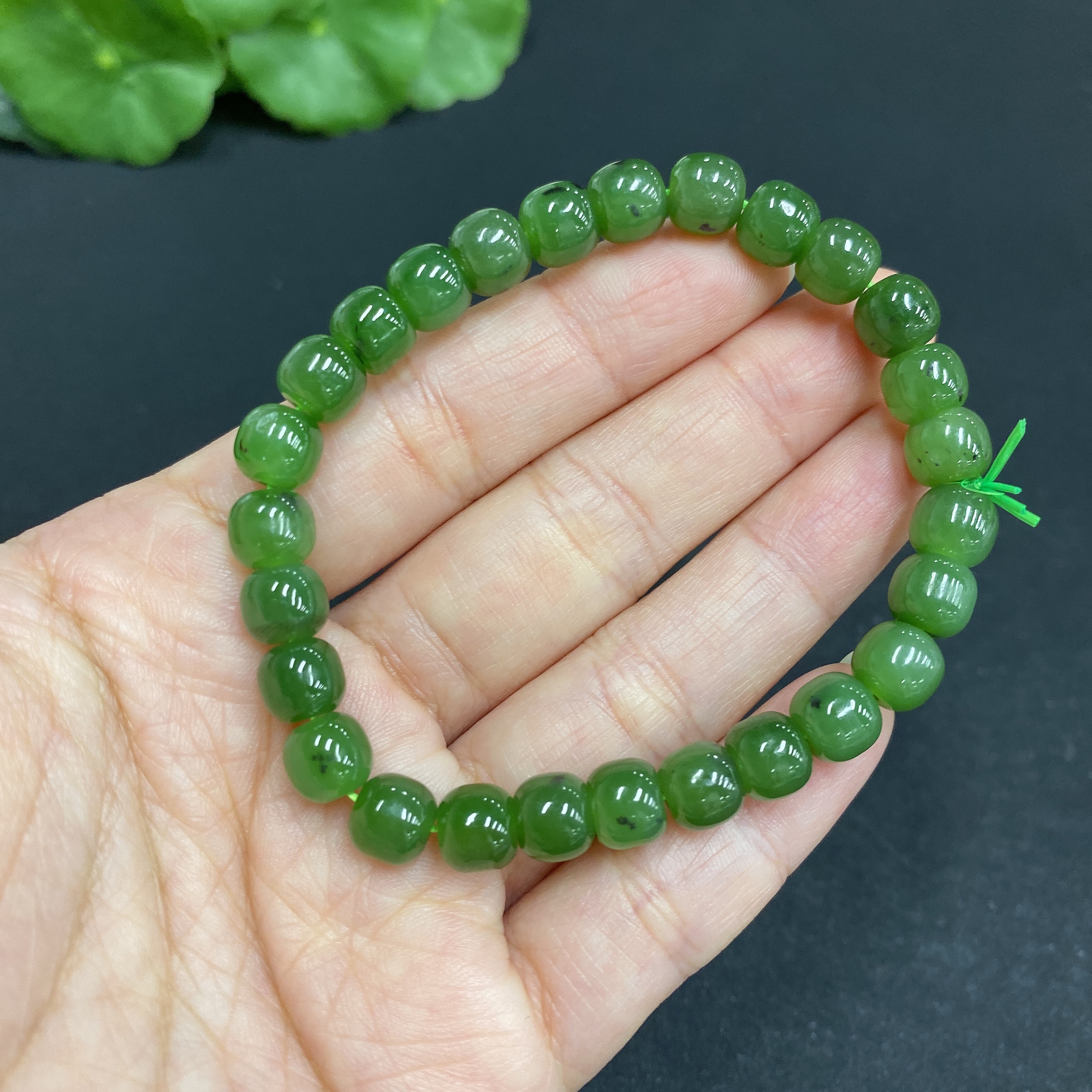 H34014985 Hetian Jade Jasper Bracelet approx. 6.8mm total weight about 16g