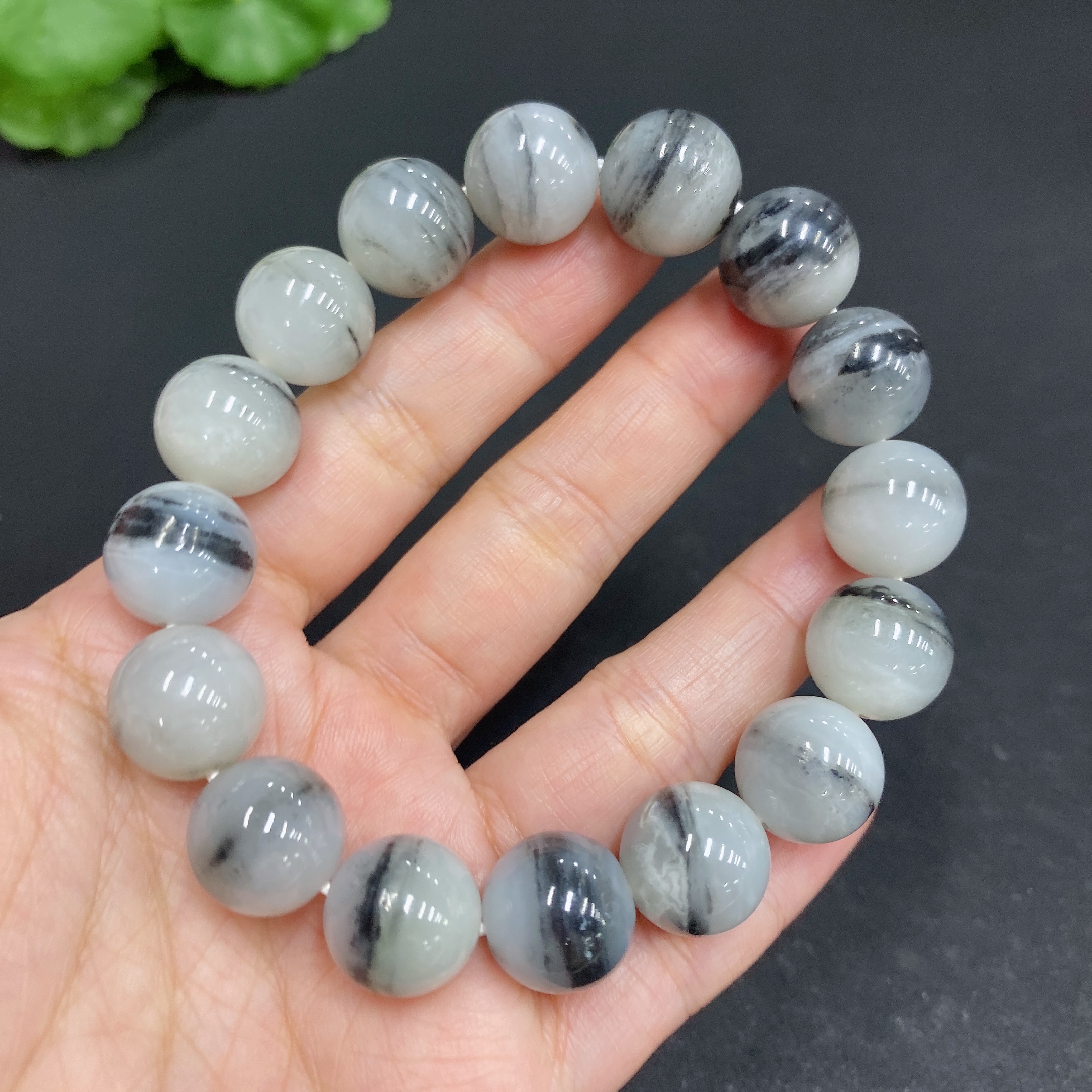 H33902822 Hetian Jade Bracelet, Approx. 13mm, Total Weight About 56.9g, Contains Other Mineral Components