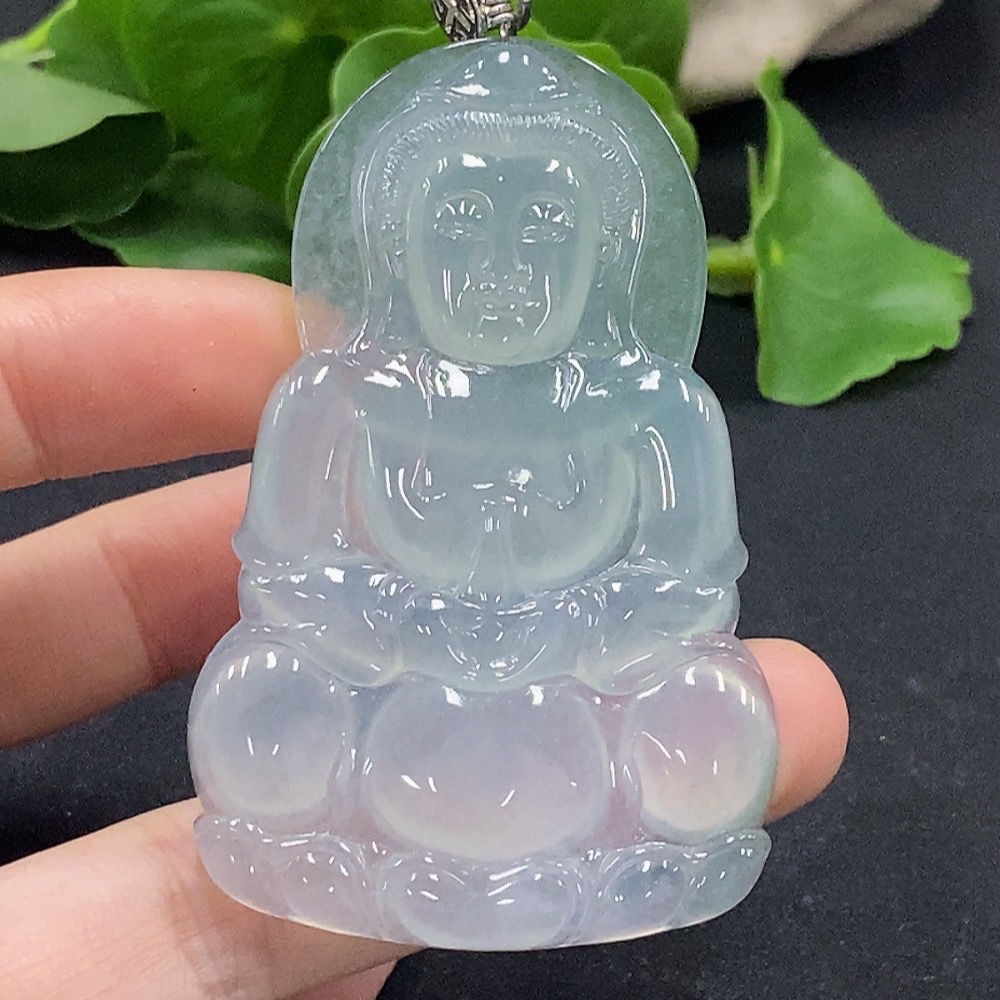 F32820203 Jadeite Guanyin Pendant Non-gold Inlaid Total Weight Approx. 26.37g