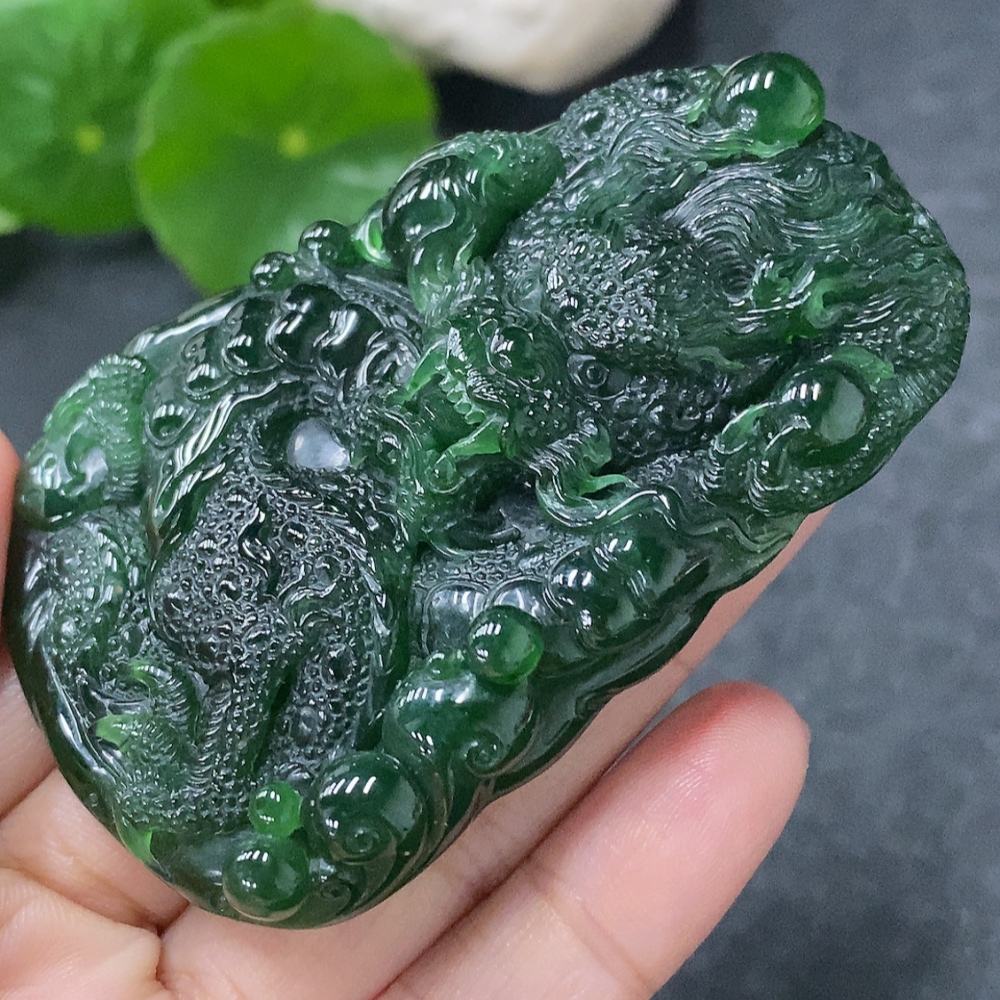 F34030991 Jadeite Pendant Dragon Plaque Total Weight Approx. 56.16g