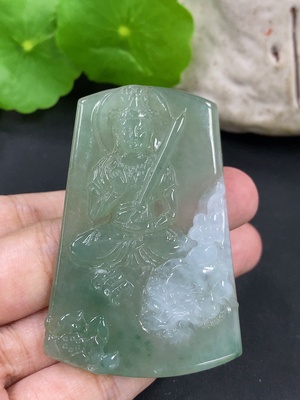 F46599088 翡翠文殊菩萨挂件 货品总重约26.05g