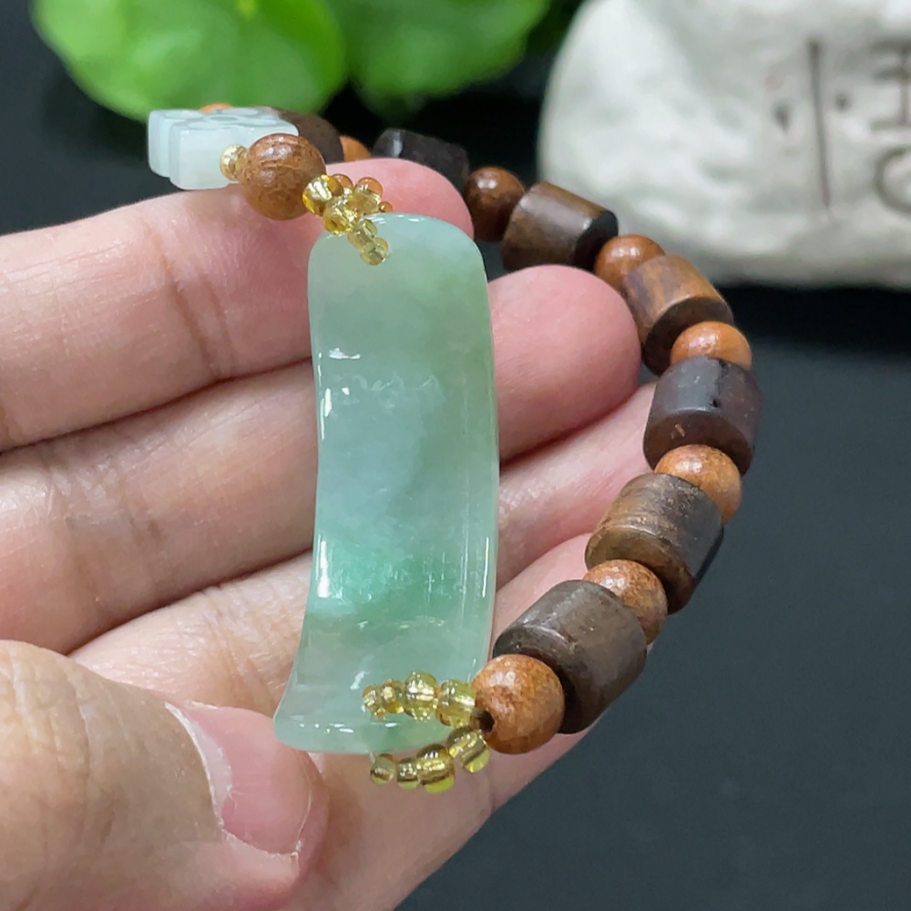 F34076926 Jadeite Hand Plate Total Weight Approx. 15.59g With Non-A Grade Beads