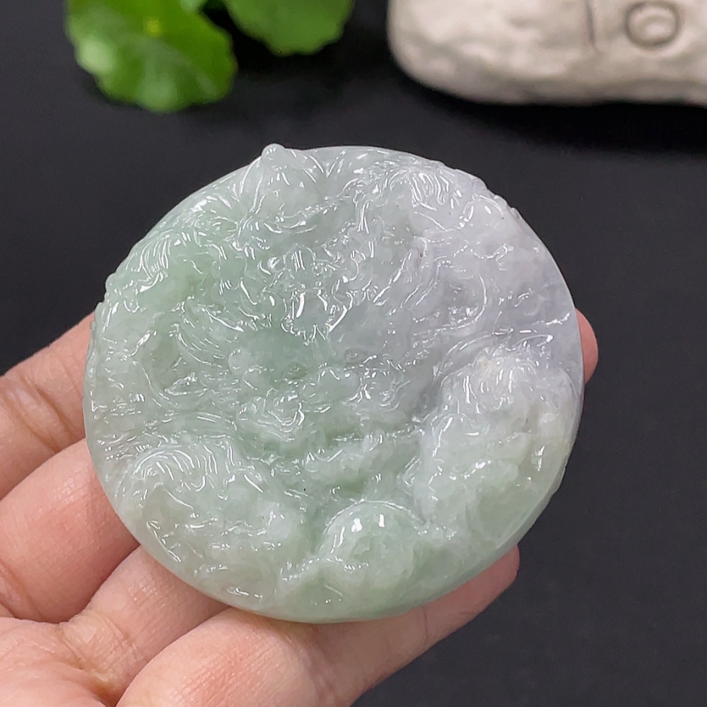 F33909657 Jadeite Nine Dragons Supreme Pendant, Total Weight Approximately 63.8g