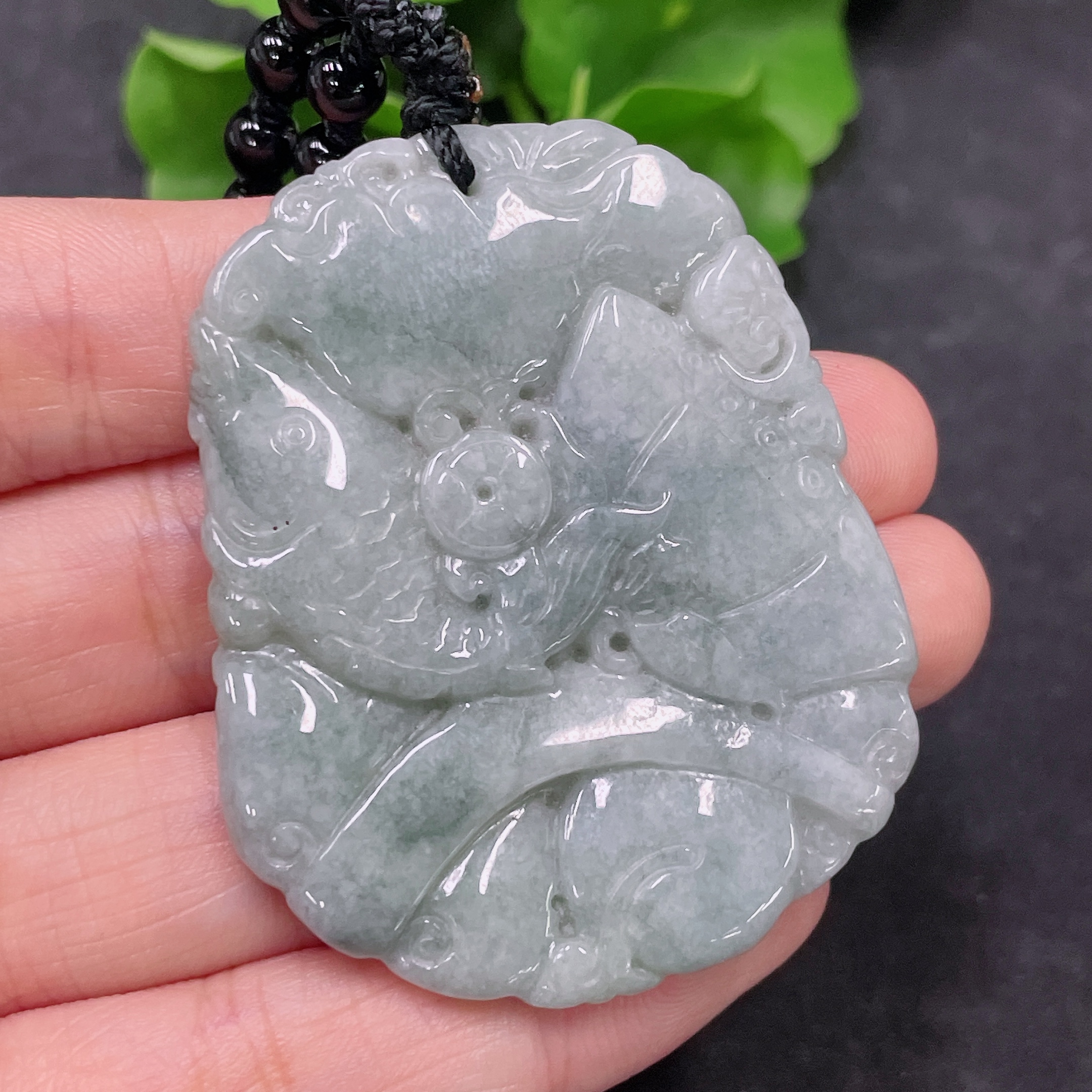 F32748079 Jadeite Auspicious Fish Pendant