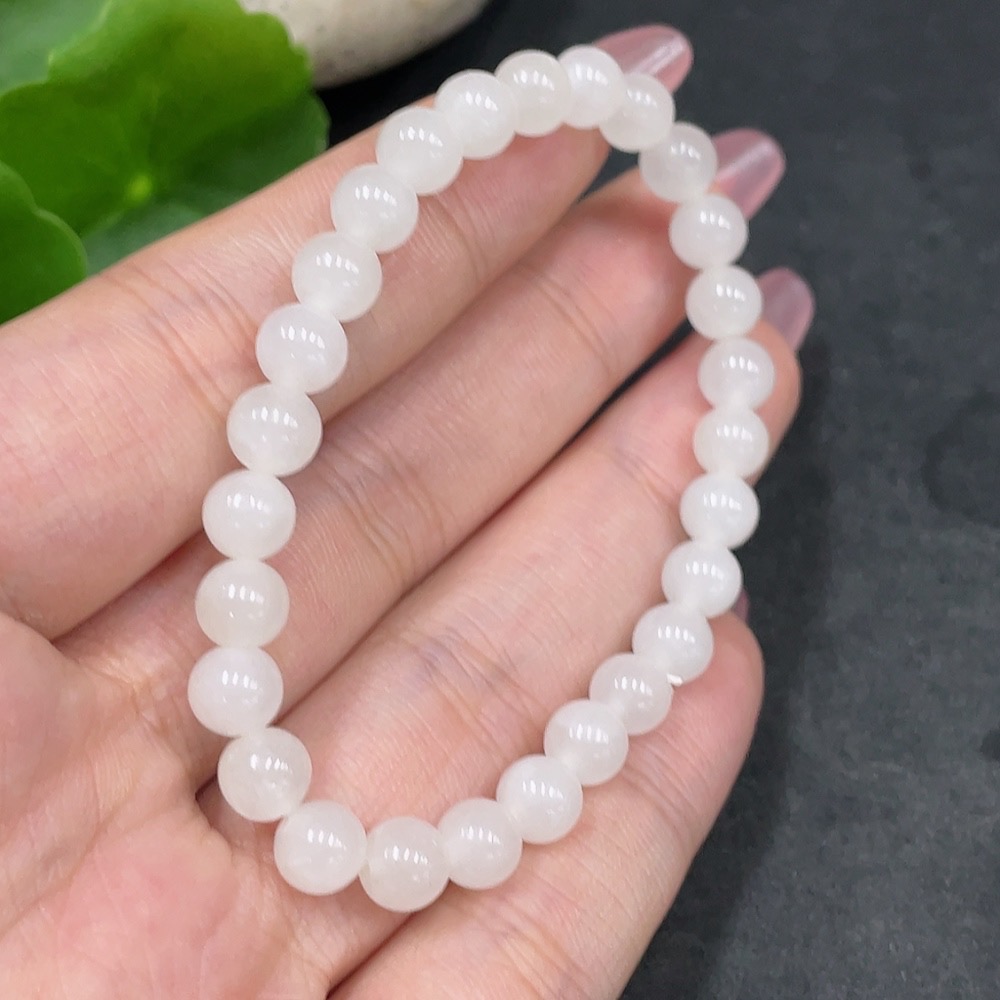 H33897803 Hetian Jade Bracelet, Approx. 6.1mm, Total Weight Approx. 9.4g, Contains Other Mineral Components