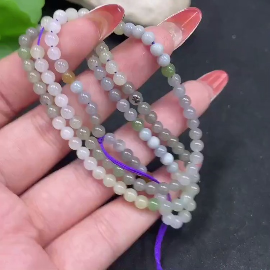 H34053225 Hetian Jade Bead Necklace Approx. 4mm Total Weight Approx. 11.9g