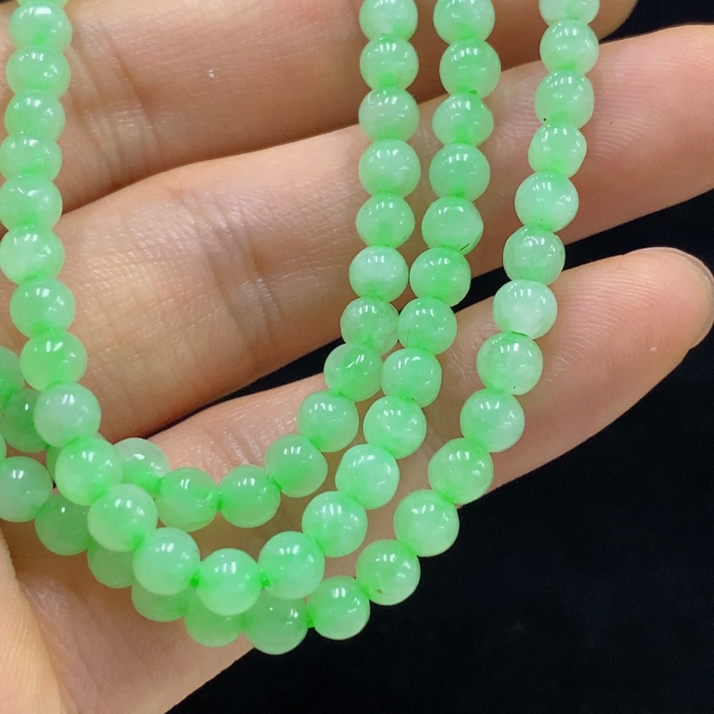 F33928902 Jadeite Bead Necklace, Approx. 4.2mm, Total Weight Approx. 19.14g, Non-Gold