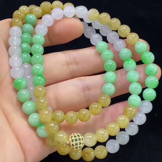 F32731533 Jadeite Bead Necklace Approx. 6.8mm Total Weight Approx. 55.24g Non-Gold Color Origin Undetermined