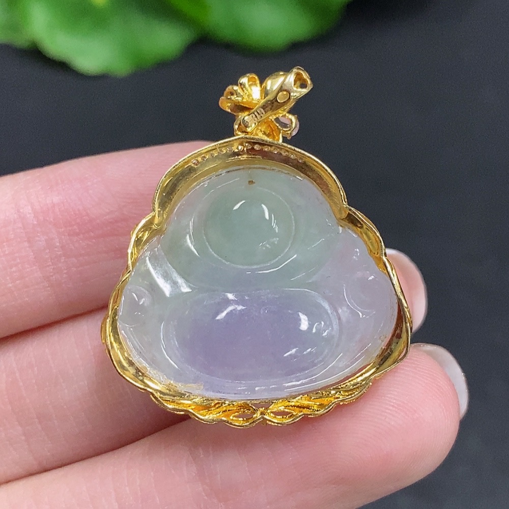 F34002844 Jadeite Buddha Pendant 18k Gold Total Weight Approx. 6g With Diamond Accents (Minimum Side Stones Only)