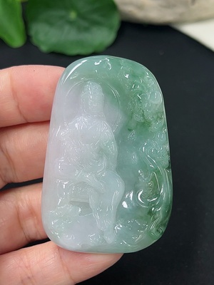 F46545778 翡翠观音牌挂件 货品总重约28.9g