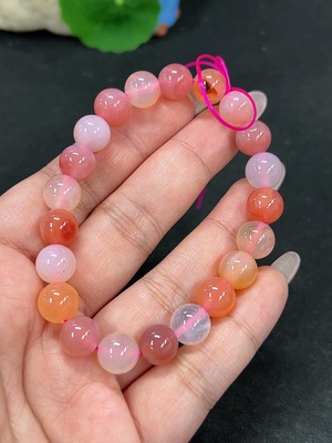 H41938921 盐源玛瑙手串 卡9mm左右 仅红色 货品总重约26.2g