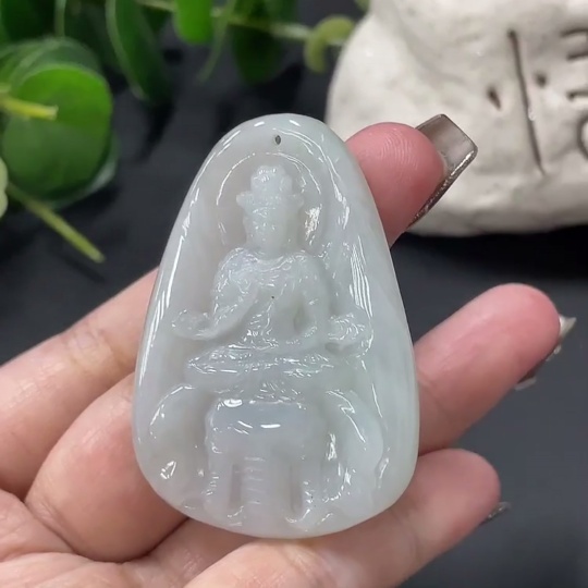 F12294013 Jadeite Samantabhadra Bodhisattva Pendant