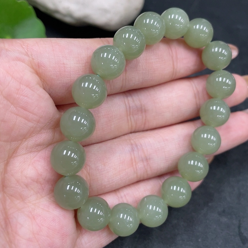 H32776928 Hetian Jade Bracelet, Approx. 9.9mm, Total Weight About 28g