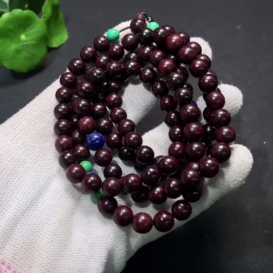W35098313 Purple Sandalwood Long Strand, Total Weight Approx. 37.64g, Bead Size ~7.9mm