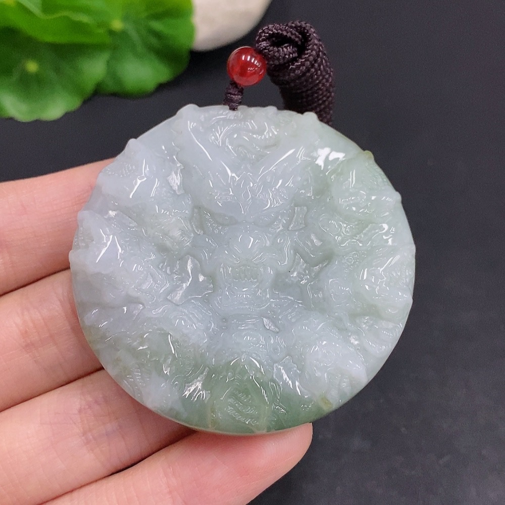 F33877755 Jadeite Nine Dragons Protecting the Master Pendant