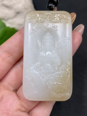 H31664185 Hetian Jade Pendant Manjushri Bodhisattva