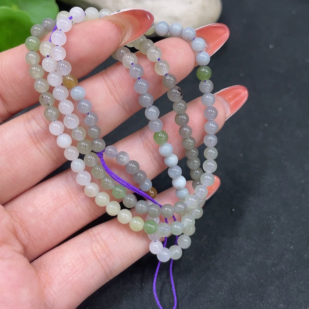 H34053225 Hetian Jade Bead Necklace Approx. 4mm Total Weight Approx. 11.9g