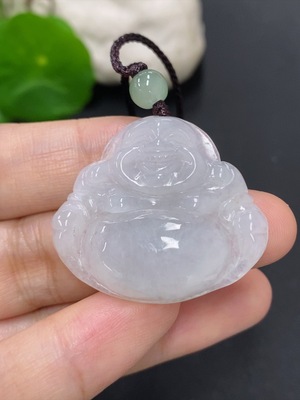 F46594324 翡翠佛公挂件 货品总重量约8.5克（含绳重）配珠非翡翠