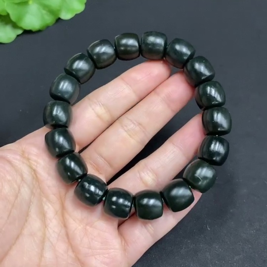 H34969588 Hetian Jade Bracelet Approx.11.8mm Total Weight Approx.54.4g