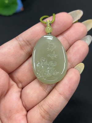 H42979939 和田玉挂件 花开富贵 货品总重约[含绳]14g